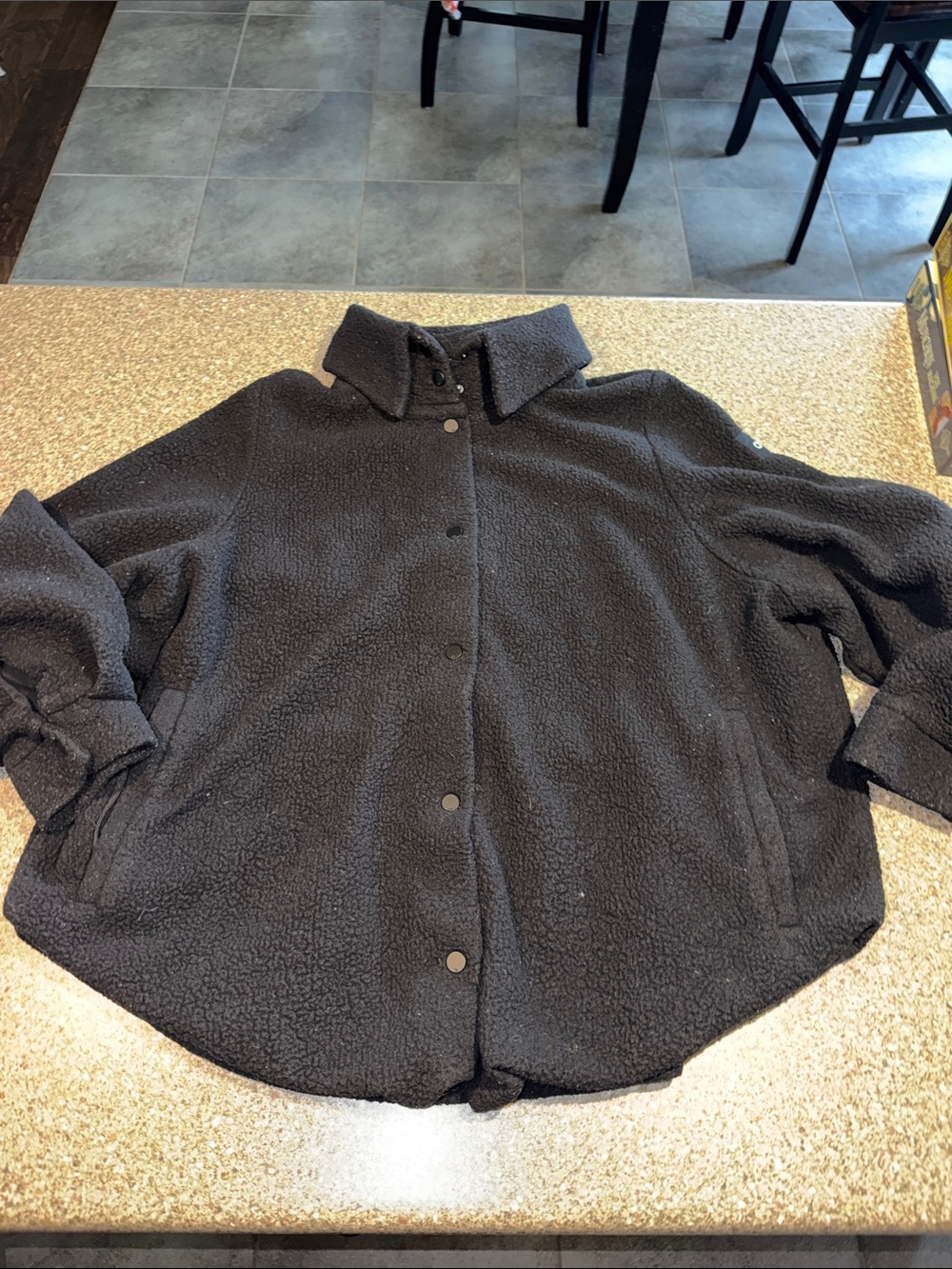 ALO Yoga Black Sherpa Snap-Front Jacket